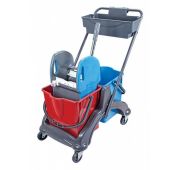 Тележка уборочная 2*18л пластик с лотком и универсальным отжимом, Турция