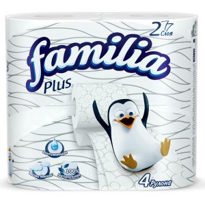Туалетная бумага Familia Plus 2сл белая, 4рул/22м.