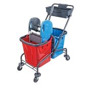 Тележка уборочная 2*25л окрашенный металл с лотком и  универсальным отжимом, Турция