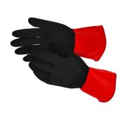 Перчатки латексные BiColor черно-красные с хлопковым напылением