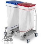 Тележка Dust двойная, пластиковая с педалью и крышкой