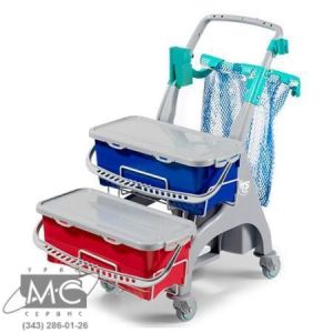 Тележка Nick Hermetic 106 с 2-мя герметичными 10 л контейнерами и держателем мешка, полипропилен (система предварительного замачивания)