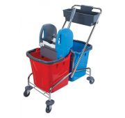 Тележка уборочная 2*25л хром с лотком и  универсальным отжимом, Турция