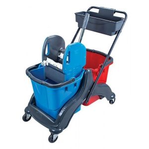 Тележка уборочная 2*25л пластик с лотком и  универсальным отжимом, Турция