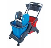 Тележка уборочная 2*25л пластик с лотком и  универсальным отжимом, Турция
