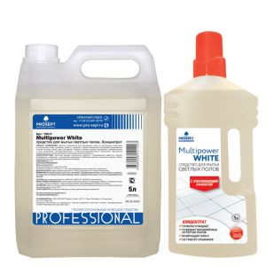 Multipower White, средство для мытья светлых полов с отбеливающим эффектом.