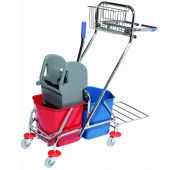 Тележка уборочная 2*17л с корзинкой и держателем мешка, Китай